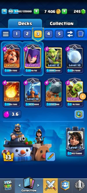 خرید اکانت کلش رویال لول 13 کد 30377