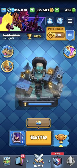 خرید اکانت کلش رویال لول 10 کد 30389