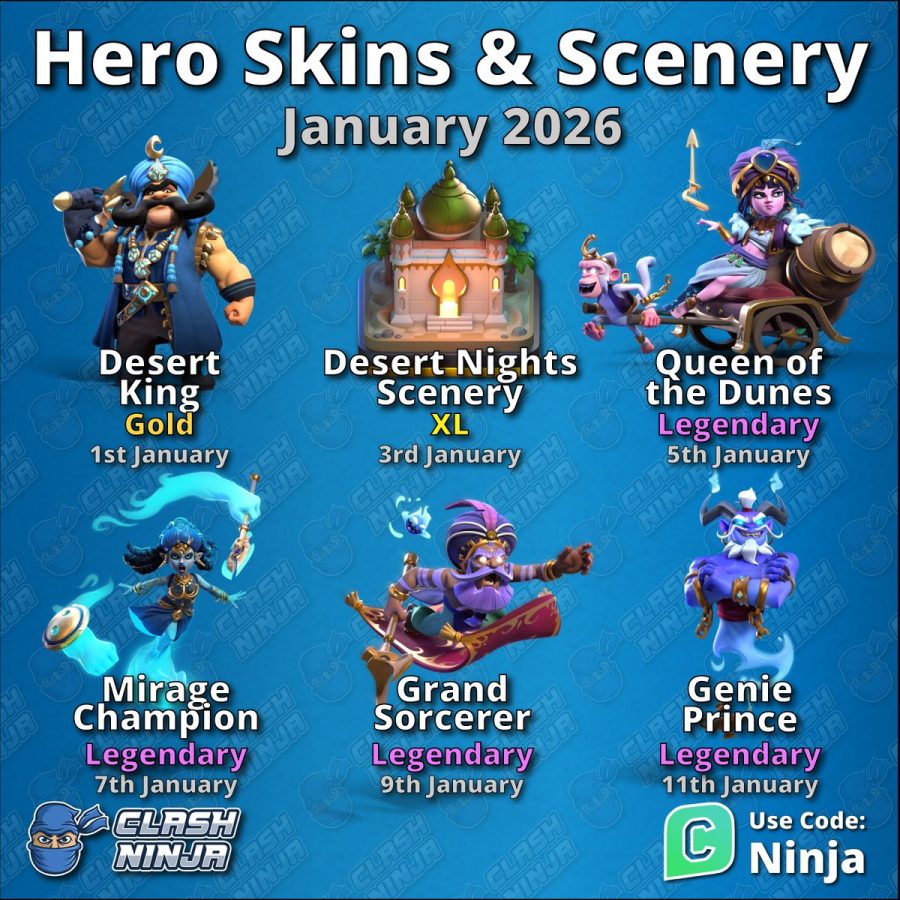 تم شب های صحرا و اسکین های صحرا در ژانویه 2026 کلش آف کلنز